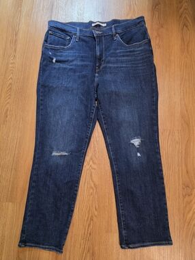 Levi's 724 High Rise Straight Capris Stretch Distressed Jeans Women's Size 33